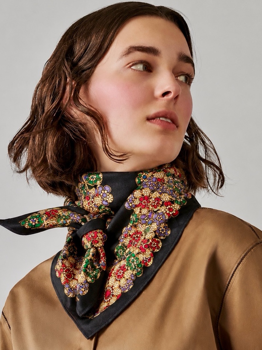 CHANEL Silk Flower Scarf